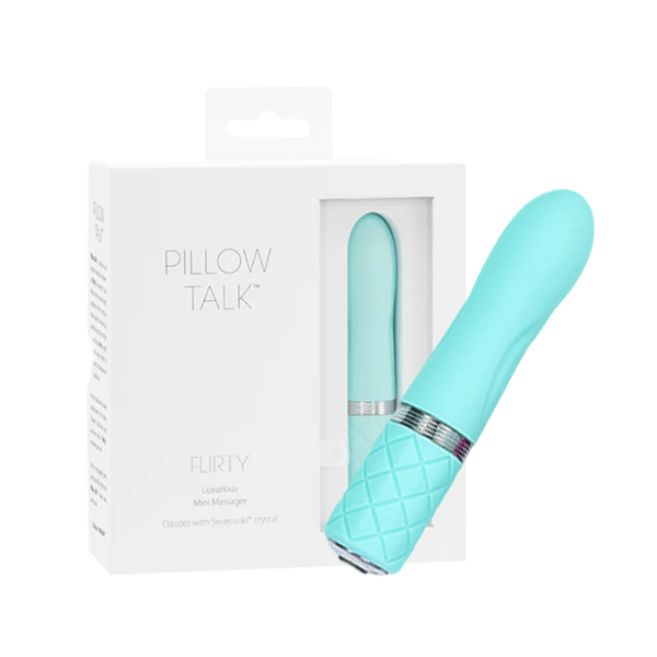 Pillow Talk ｜枕邊私語 FLIRTY 浮逗 施華水鑽 迷你防水靜音按摩棒 藍色