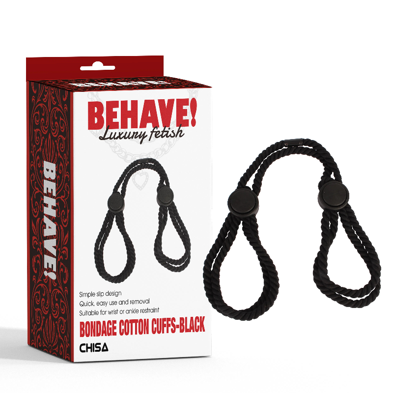 CHISA｜Bondage Cotton Cuffs-Black 棉質束縛手銬－黑色