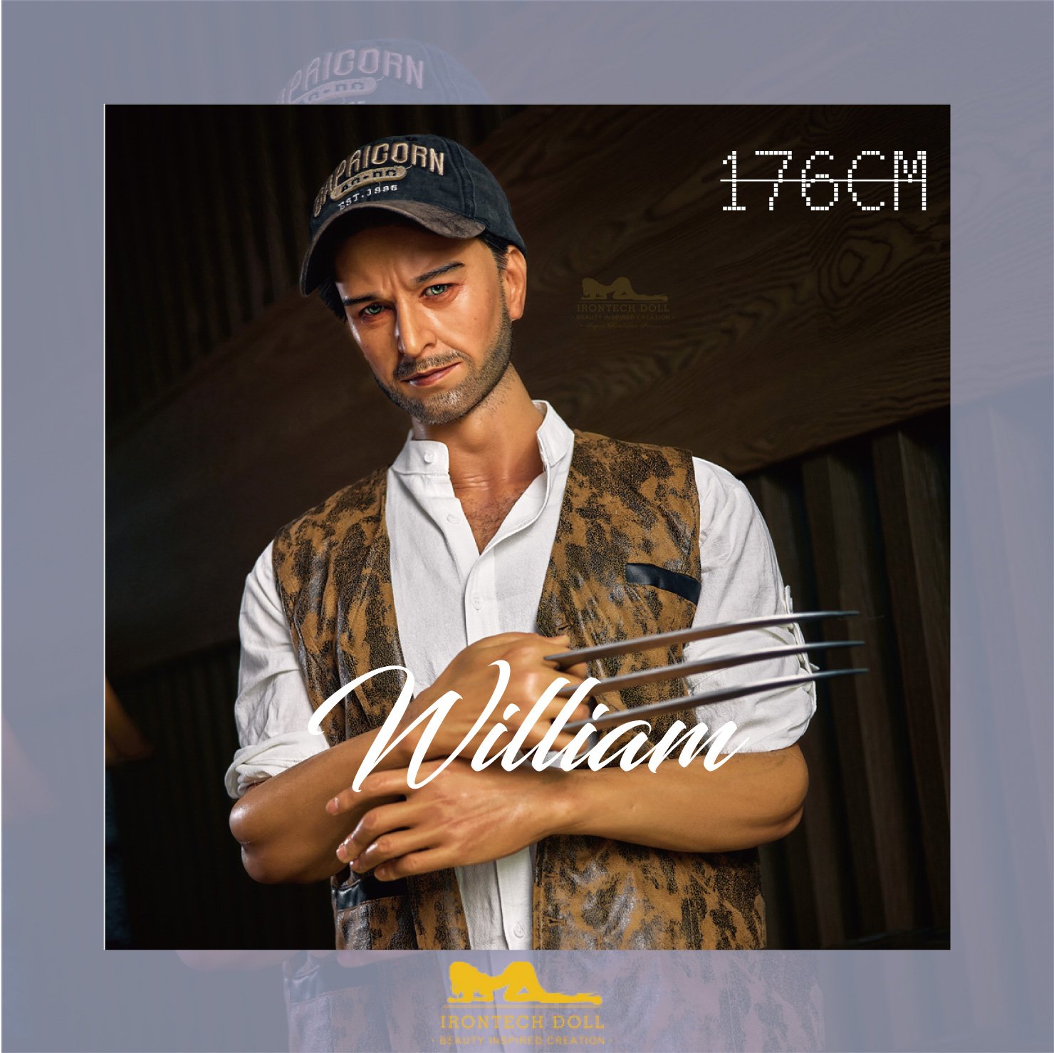 鐵藝｜M02-William 粗曠野獸大叔 全矽膠假髮版 176cm