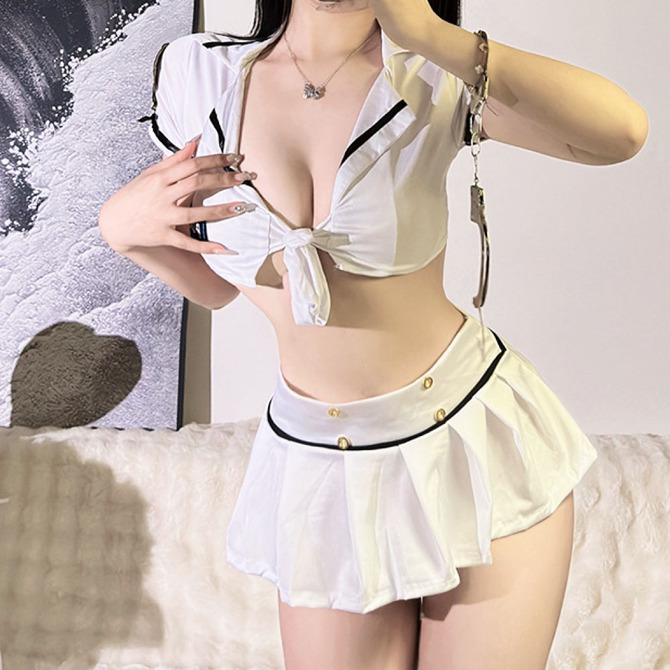 Mcos｜白緊身迷你水手警察