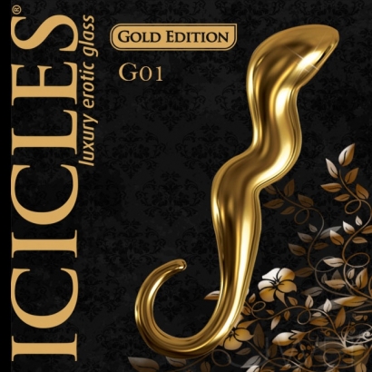 美國進口PIPEDREAM．ICICLES冰晶玻璃奢華金系列-G點彎曲按摩棒-G01