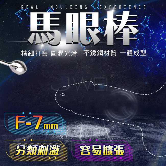 金屬馬眼棒．橢圓頭光滑馬眼尿道擴張刺激棒 - F 直徑0.7公分